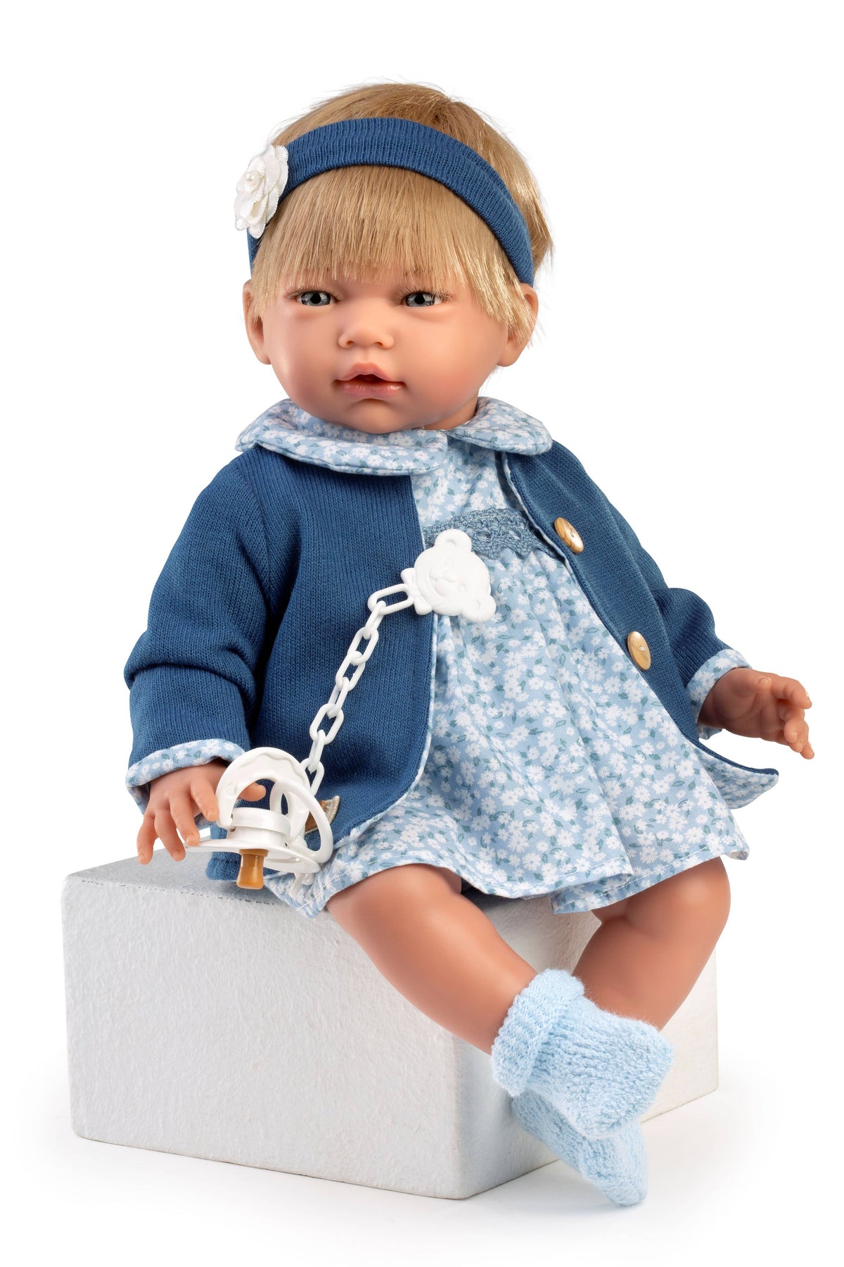 Babydocka Olivia – blommig klänning, 42 cm