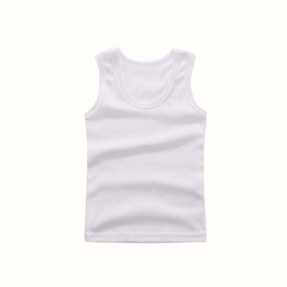 Baby and young girl tank top in white - Basic and minimalist cotton tank top for warm summer days or autumn underwear