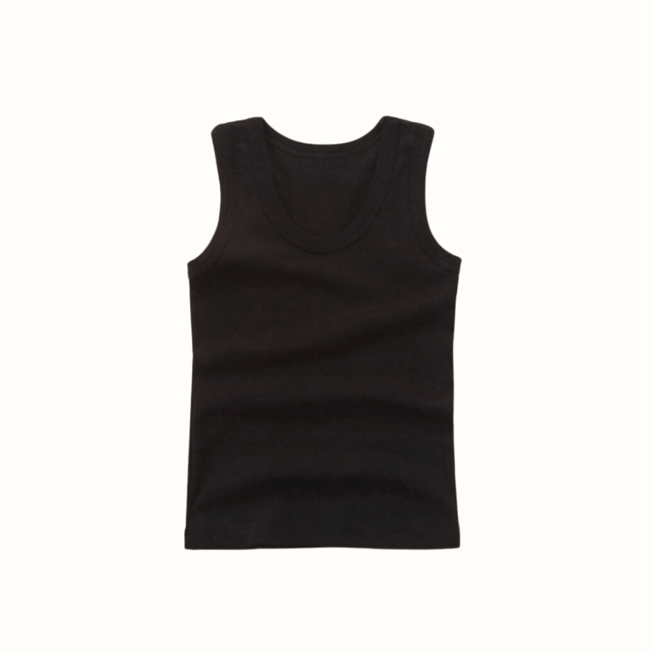 Baby and young girl tank top in black - Basic and minimalistic cotton tank top for warm summer days or autumn underwear