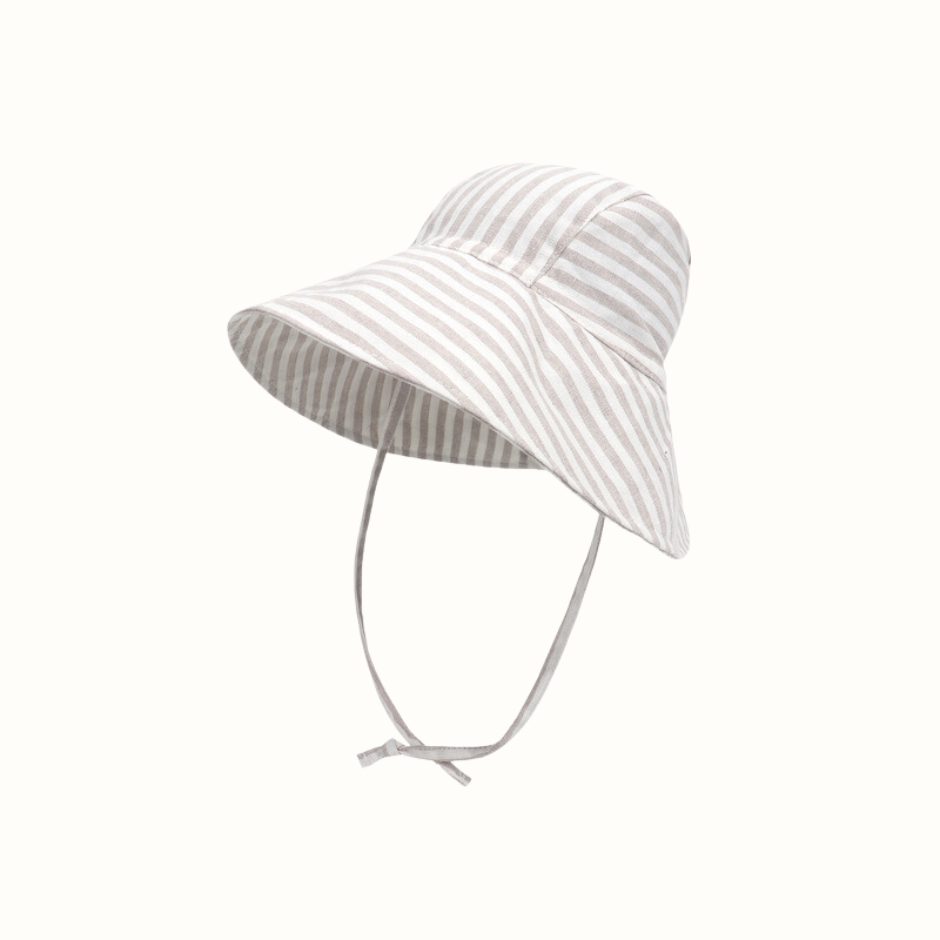 Wide-brimmed sun hat for babies and toddlers for spring/summer! Bucket Hat in cotton linen for the beach from 2m-4 years