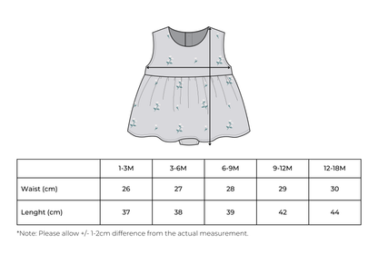 Heather romper baby i bomull – Broderade blommor