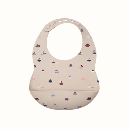 Baby Silikonbib i Livsmedelsgodkänt Material i Olika Mönster och Vackra Design