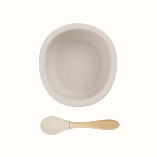 Baby's first meal gift set Arctic Walrus - Silicone bowl and spoon suitable for babies from 4 months