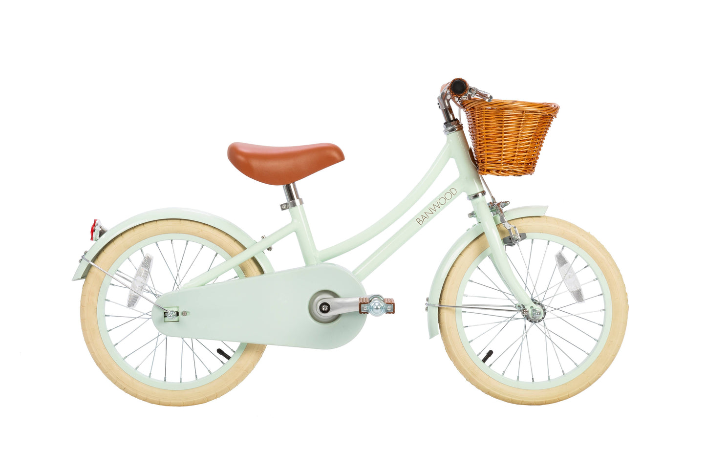 Banwood – 16" Classic Barncykel Vintage Pale Mint | Retroinspirerad Barncykel med Korg