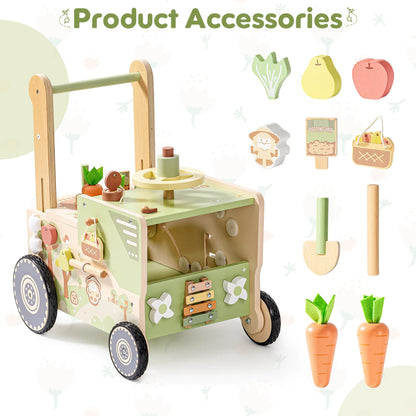 Gåvagn i trä med aktivitet – Farm Cart bondgårdstema | CE-märkt