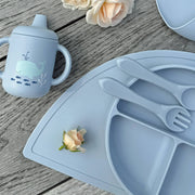 Spillfri silikonmugg för barn Cloud Blue Ocean med dubbla handtag