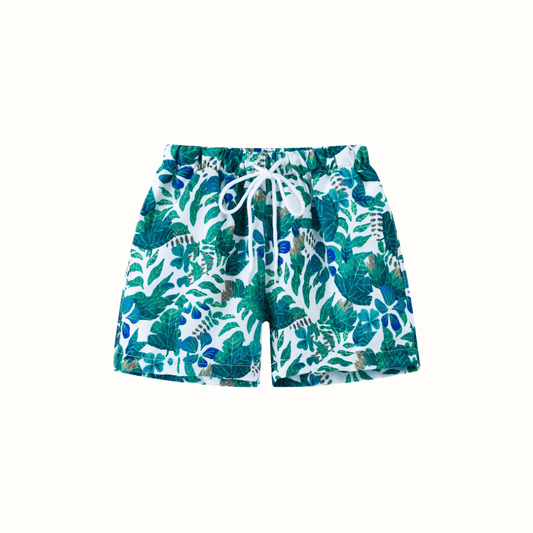 Swim shorts boy in Tropical Blue - Light summer swim shorts for children