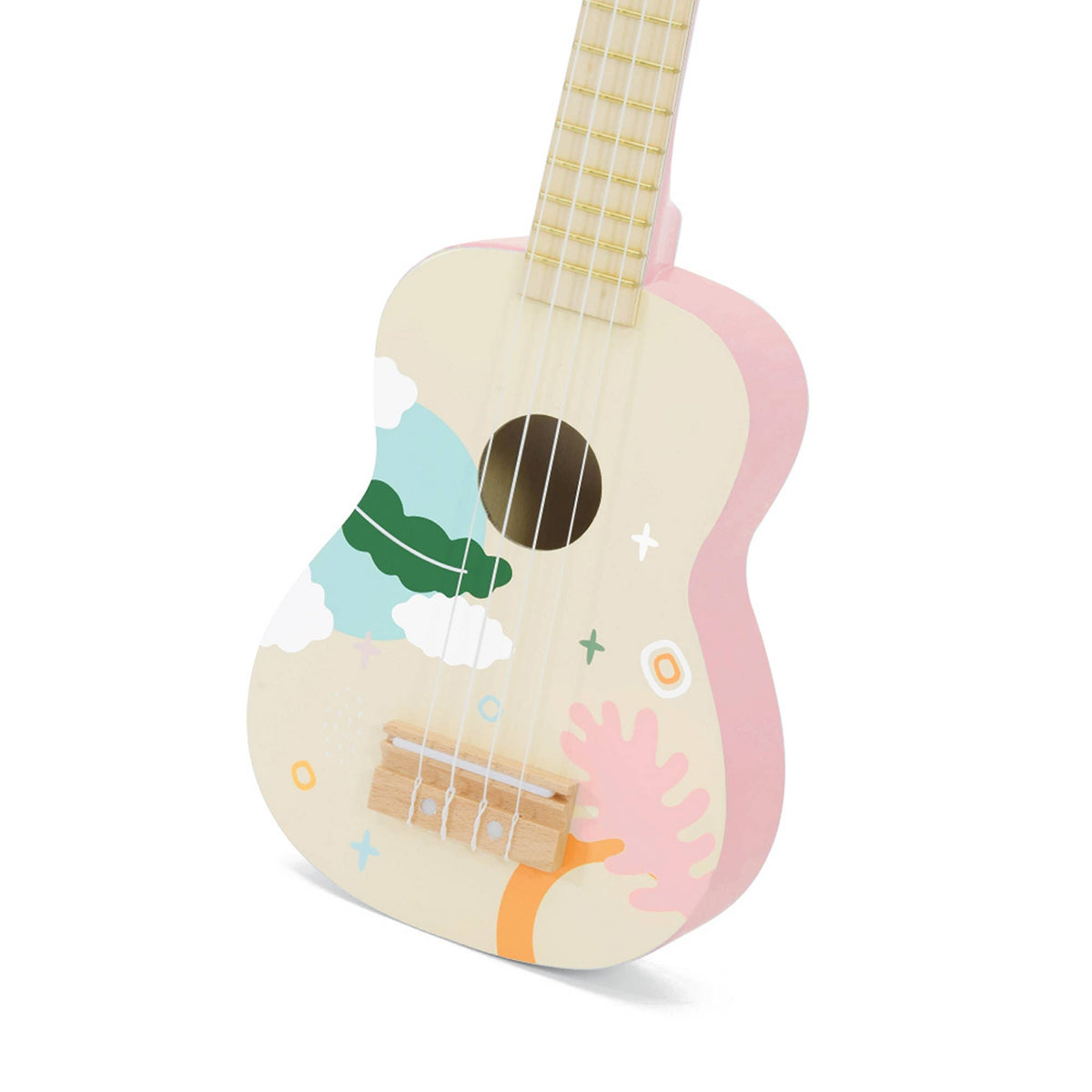 Rosa ukulele Iris i trä för barn