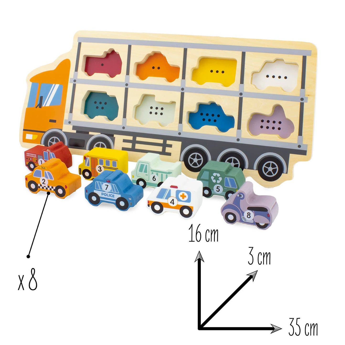 Träpussel med biltransport – Car Carrying Truck