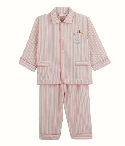 Barnpyjamas – Dimanche Rose | Väv­d Poplin med Broderad Kanin | OEKO-TEX® Certifierad