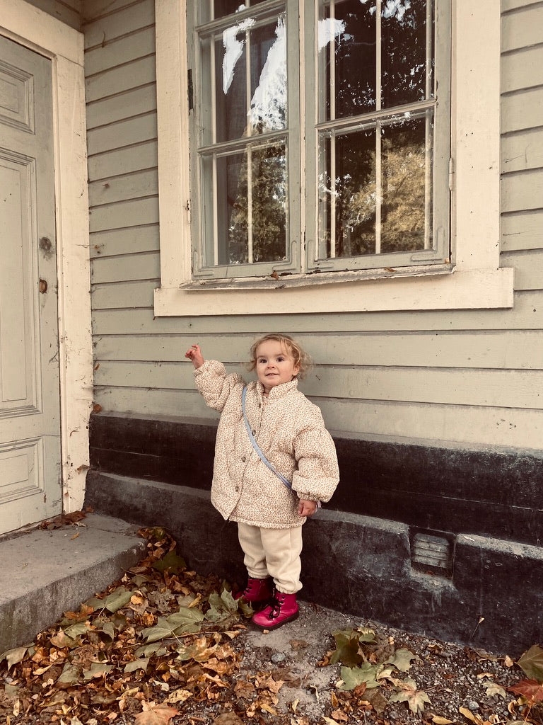 Barn Vinterjacka – Tjock Florbotanisk Tryck Bomullsvadderad Baby Fleece Varm Casual Stilig Oversized Barnrock med Puffiga ärmar i Vintagestil