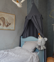 Blå sänghimmel för barn i bomullsmuslin – Muzpony Modern Denim