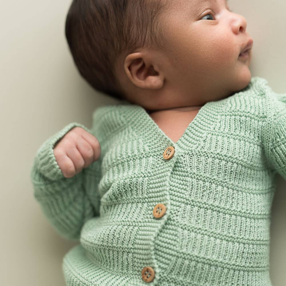 Stickad babyjacka Soft Green | Micu Micu