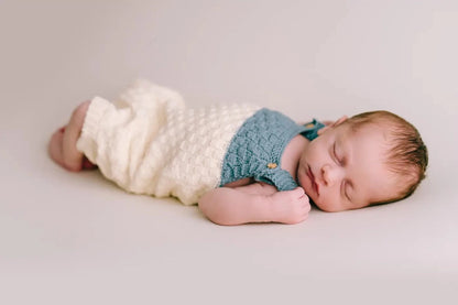 Newborn First Romper i ekologisk bomull - Bara blå färg, storlek 0-3 månader, tillverkad i Barcelona