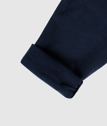 Leggings flicka – Marinho, borstad jersey med sammetsrosett