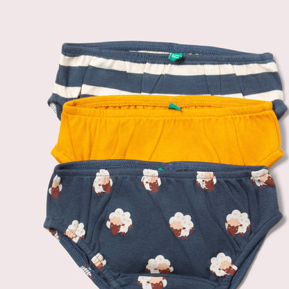 Ekologiska barnunderbyxor 3-pack – Sleeping Sheep (unisex, GOTS & Fairtrade) | Little Green Radicals