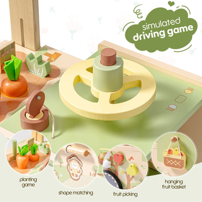 Gåvagn i trä med aktivitet – Farm Cart bondgårdstema | CE-märkt