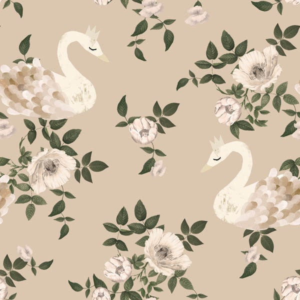 Swans Kingdom Beige tapet – Dekornik från Dekornik