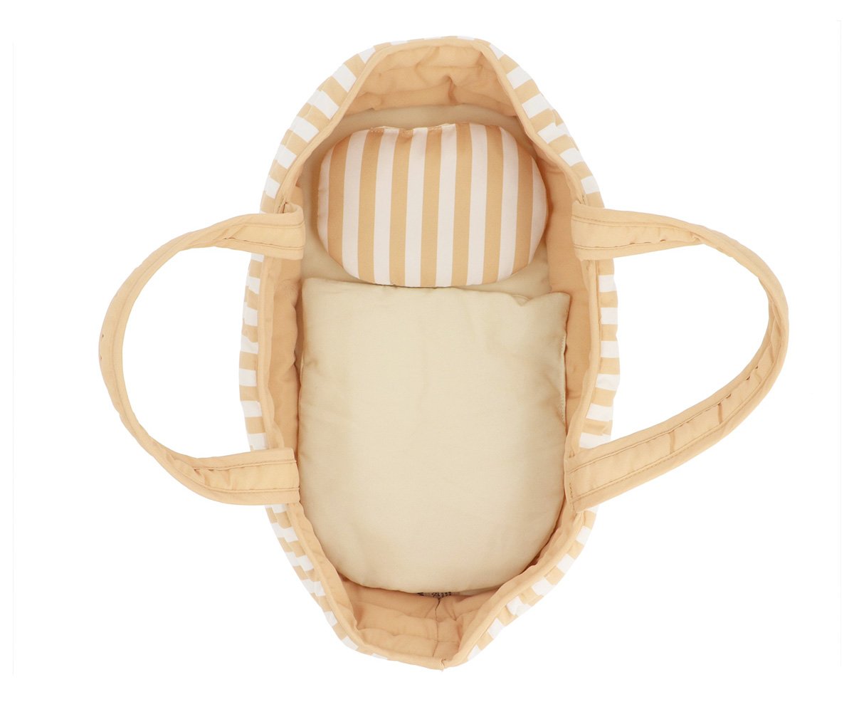 Dockbädd Tutete Monnëka Stripes Caramel Premium Bärkorg för Dockor 30 cm