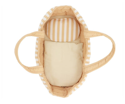Dockbädd Tutete Monnëka Stripes Caramel Premium Bärkorg för Dockor 30 cm