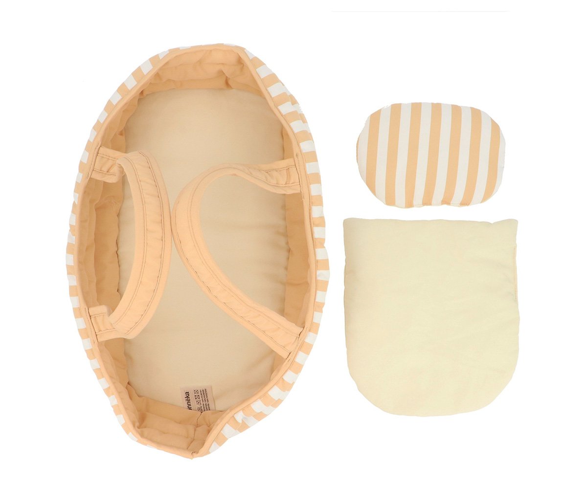 Dockbädd Tutete Monnëka Stripes Caramel Premium Bärkorg för Dockor 30 cm