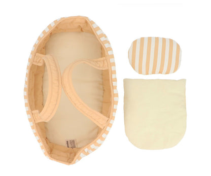 Dockbädd Tutete Monnëka Stripes Caramel Premium Bärkorg för Dockor 30 cm