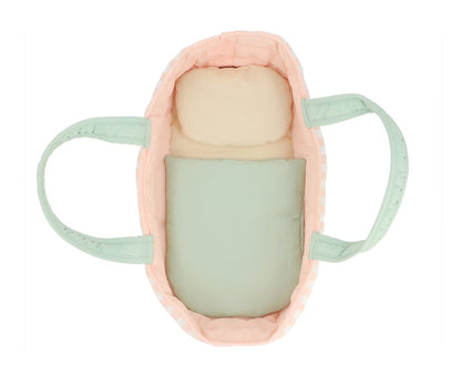 Dockbädd Tutete Monnëka Stripes Pink Premium Bärkorg för Dockor 30 cm