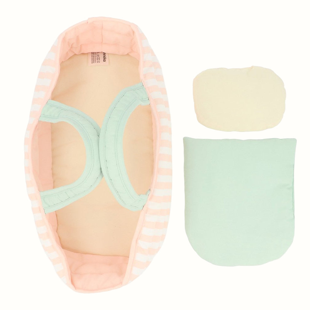 Dockbädd Tutete Monnëka Stripes Pink Premium Bärkorg för Dockor 30 cm