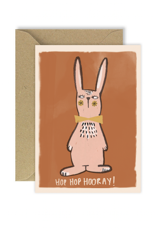Grattiskort Hop Hop Hooray – Studioloco | A6 Akvarell på Återvunnet Papper