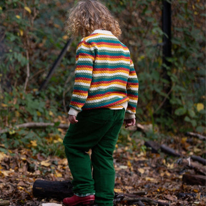 Stickad tröja barn – Honeycomb Rainbow (ekologisk bomull) | Little Green Radicals