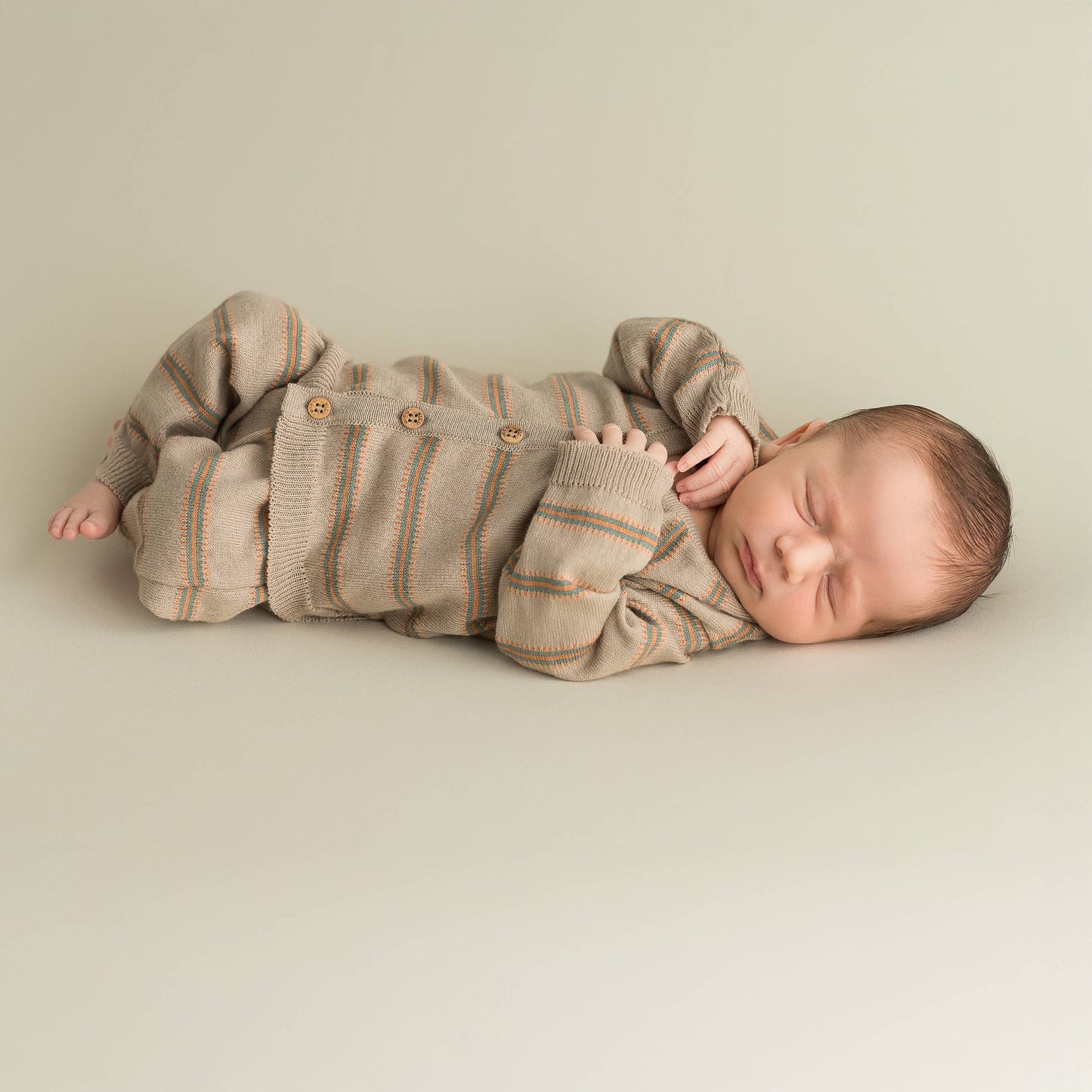 Nyföddset i Ekologisk Bomull – Randig Jacquard (Jacka & Byxa) | 0–1 M & 3–6 M | Tillverkad i Barcelona