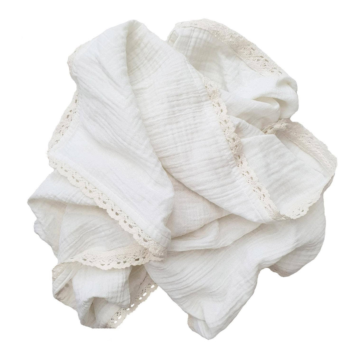 Ekologisk muslinfilt med spets – Vit – Summerville organic – detaljbild 6