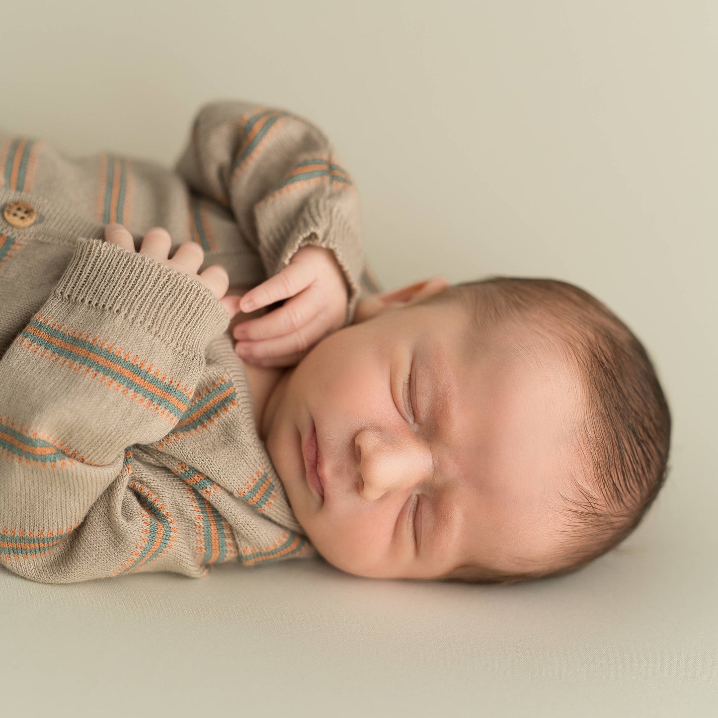 Nyföddset i Ekologisk Bomull – Randig Jacquard (Jacka & Byxa) | 0–1 M & 3–6 M | Tillverkad i Barcelona