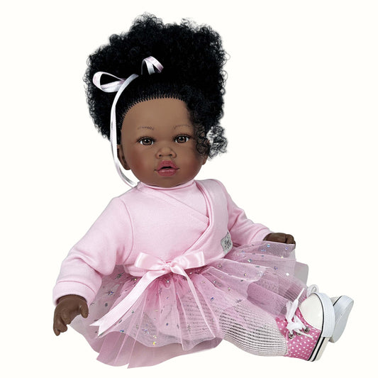 Ballerinadocka Mörk Hudton Addis Star – 45 cm | Mjuk Kropp & Vinyl