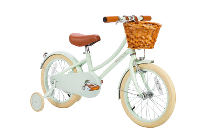 Banwood – 16" Classic Barncykel Vintage Pale Mint | Retroinspirerad Barncykel med Korg