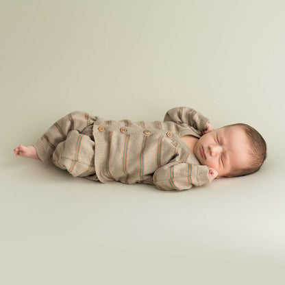 Nyföddset i Ekologisk Bomull – Randig Jacquard (Jacka & Byxa) | 0–1 M & 3–6 M | Tillverkad i Barcelona