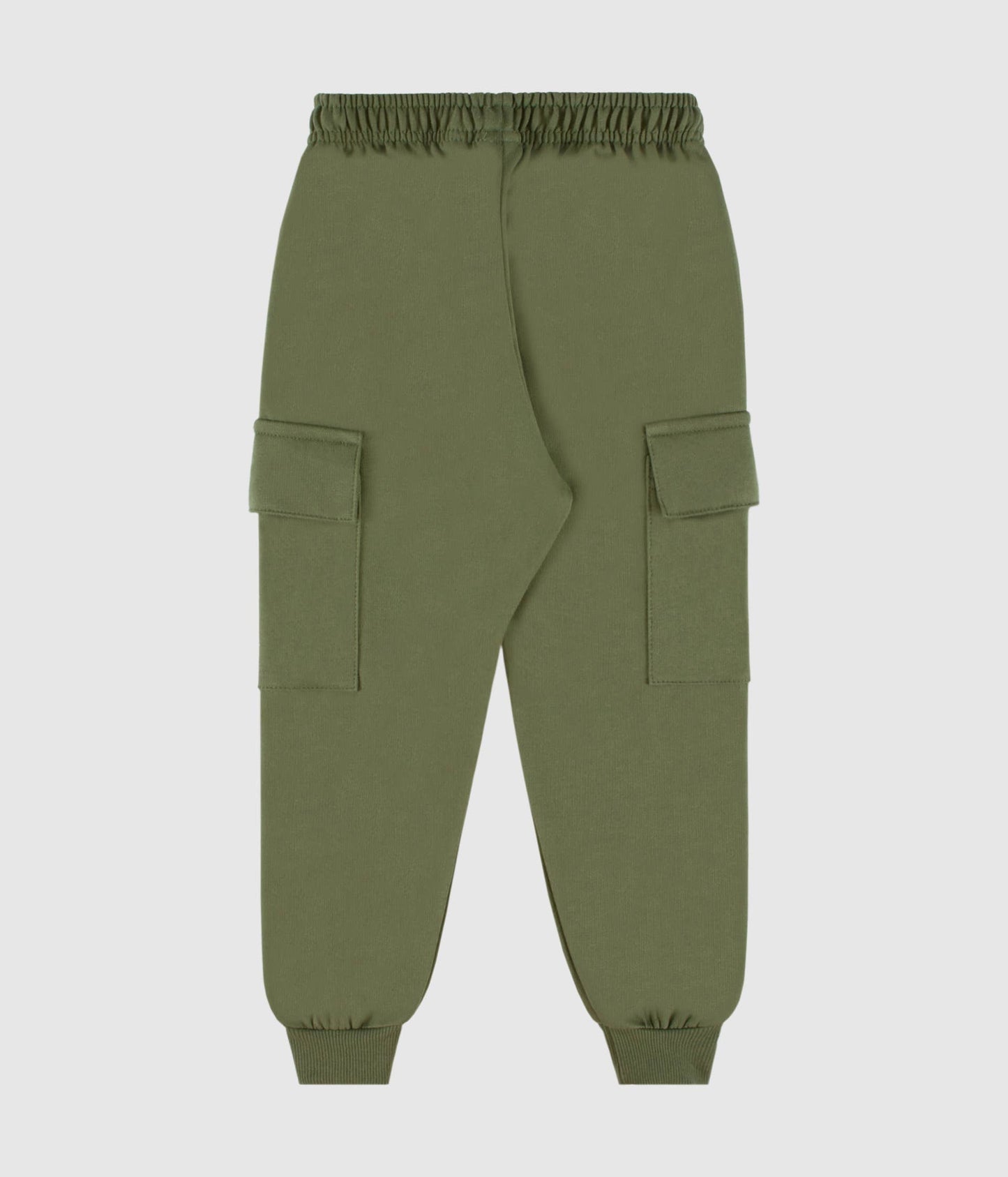 Boys' winter cargo pants – Green Eucalyptus, brushed fleece & drawstring waist