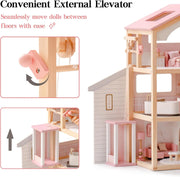 Dockhus i trä Dreamy Pink med hiss | ROBUD – produktbild 5