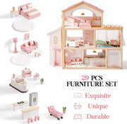 Dockhus i trä Dreamy Pink med hiss | ROBUD – produktbild 2
