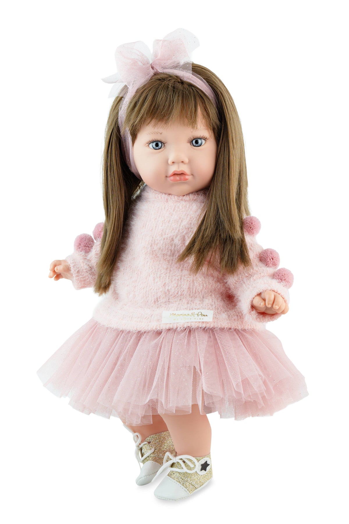 Docka Alina Pink – rosa detaljer, 45 cm
