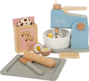 Mixer-set Tasty i trä med skål och bakingredienser