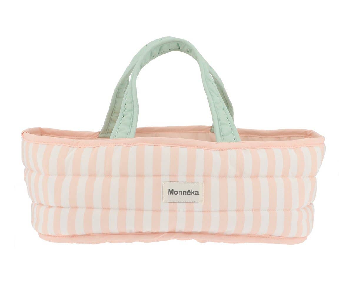 Dockbädd Tutete Monnëka Stripes Pink Premium Bärkorg för Dockor 30 cm