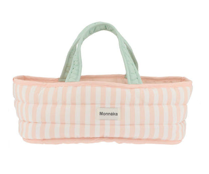 Dockbädd Tutete Monnëka Stripes Pink Premium Bärkorg för Dockor 30 cm