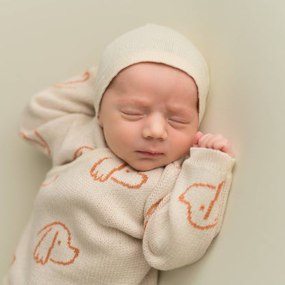 Babyset Nyfödd Ecru Dogs – 4-delat Startpaket i Ekologisk Bomull | Micu Micu