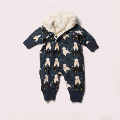 Snowsuit/Pramsuit – Winter Owls, ekologisk & Fairtrade (sherpa-fodrad) | Little Green Radicals