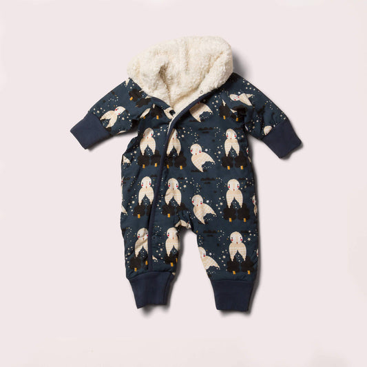 Snowsuit/Pramsuit – Winter Owls, ekologisk & Fairtrade (sherpa-fodrad) | Little Green Radicals