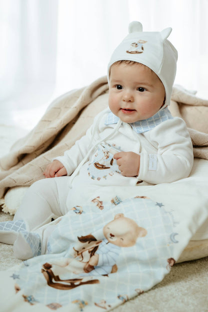 Babymössa nyfödd – Teddy Andretti i velour (fodrad & mjuk)