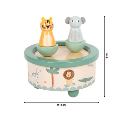 Speldosa i trä för barn – Safari med tiger och elefant
