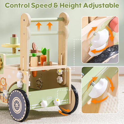 Gåvagn i trä med aktivitet – Farm Cart bondgårdstema | CE-märkt