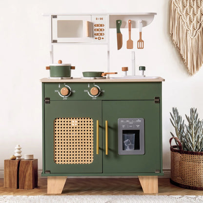 Barnkök i trä – Vintage Green med isdispenser (3+) | leksakskök med tillbehör